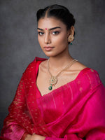 Dainty & Intricate Pearl & Kundan Silver Pendant Set