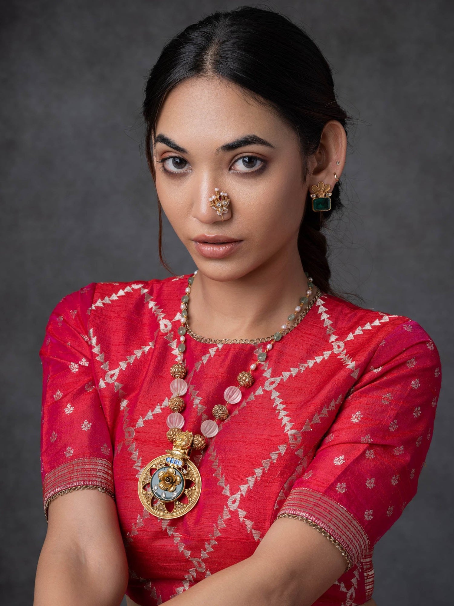 Indo-Western Fusion  Pendant Silver Necklace