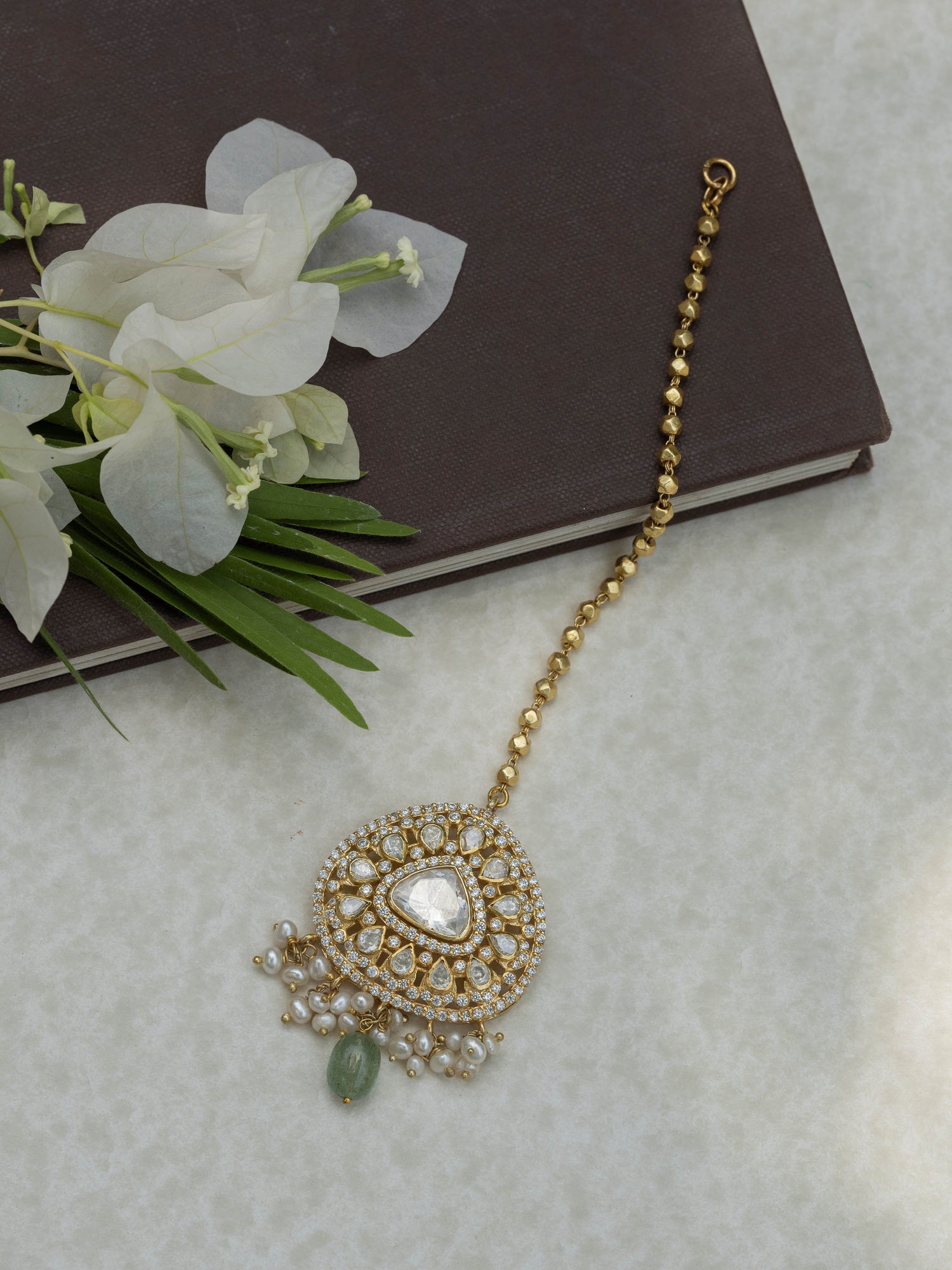 Exquisite Dazzling Polki  Silver Mang Tika