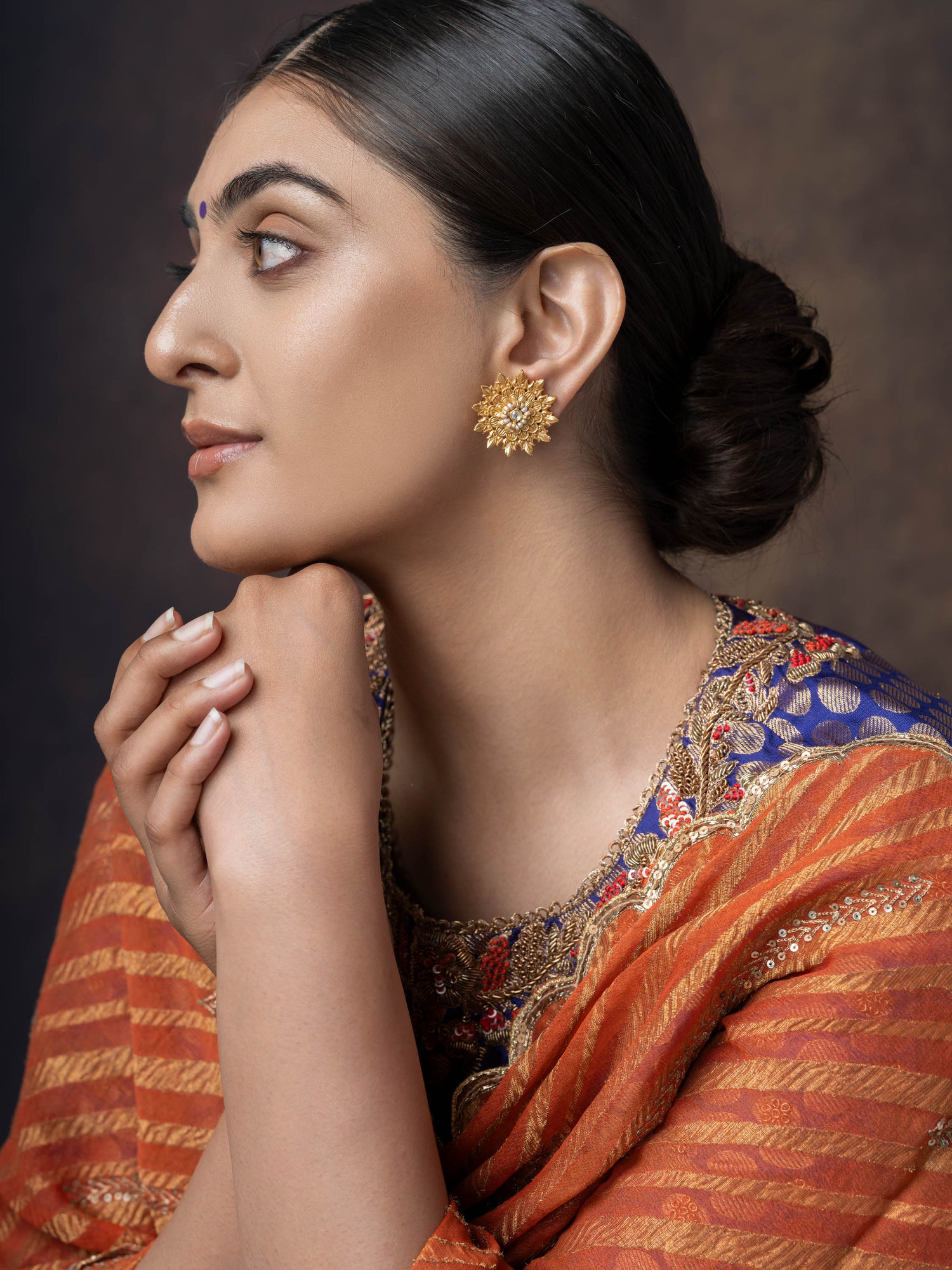 Golden  Sunrise Silver Studs