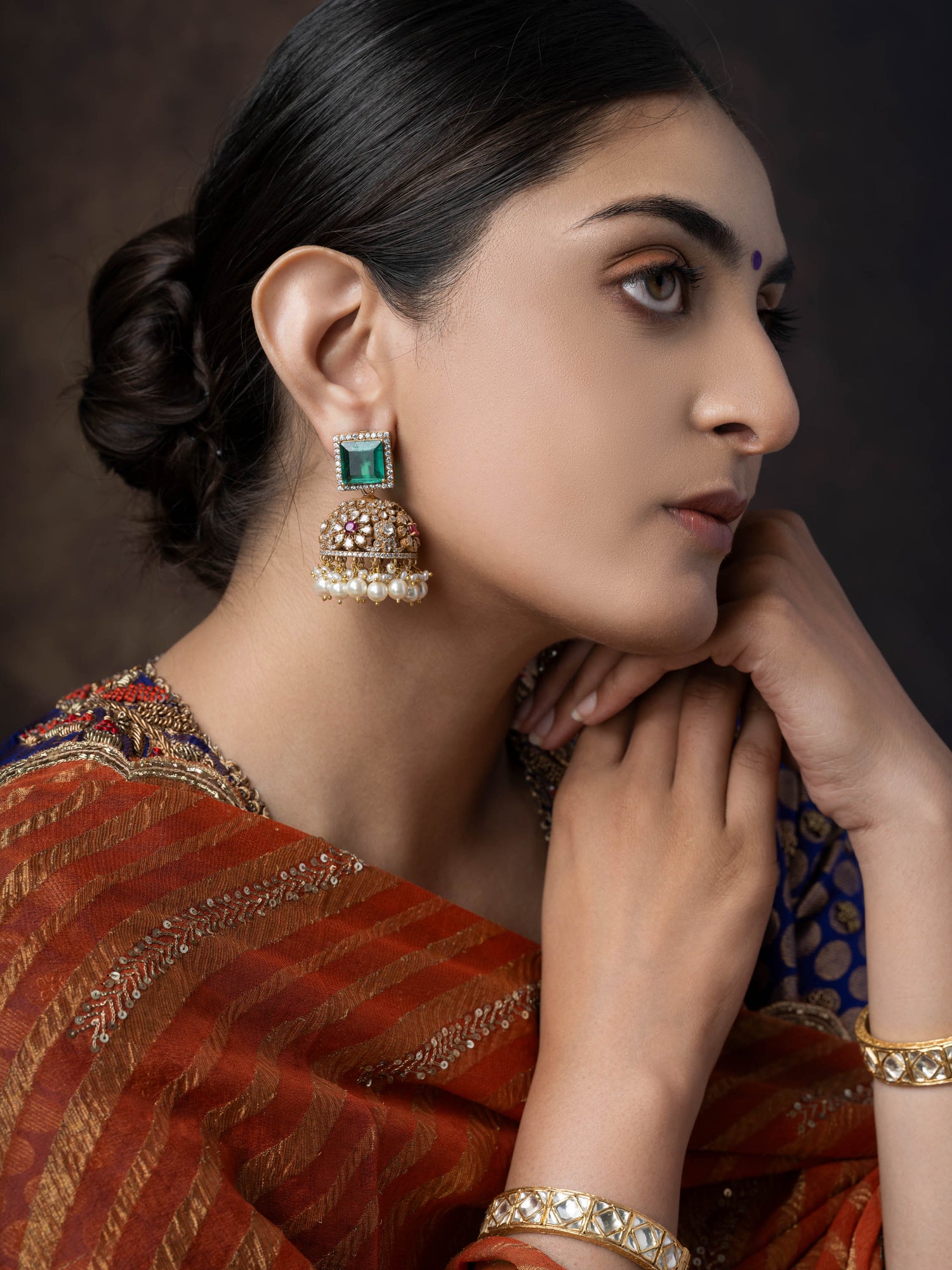 Gliterring Glam Silver Jhumkha