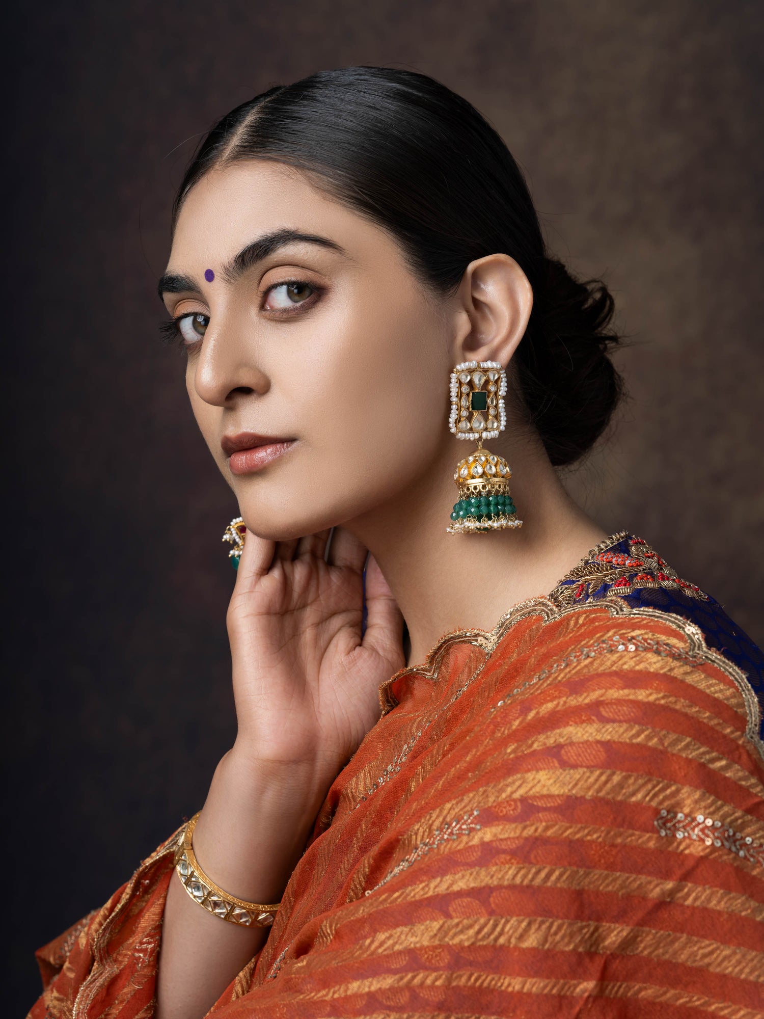 Classic Kundan Silver Jhumkha