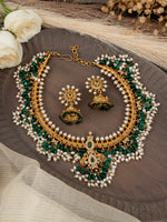 Green Colour Gutta Pusalu Necklace Set