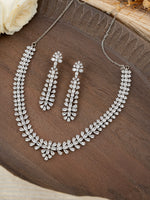 Elegant Diamond Necklace Set in 92.5 Silver | Silver Plated | Studio Gulabi