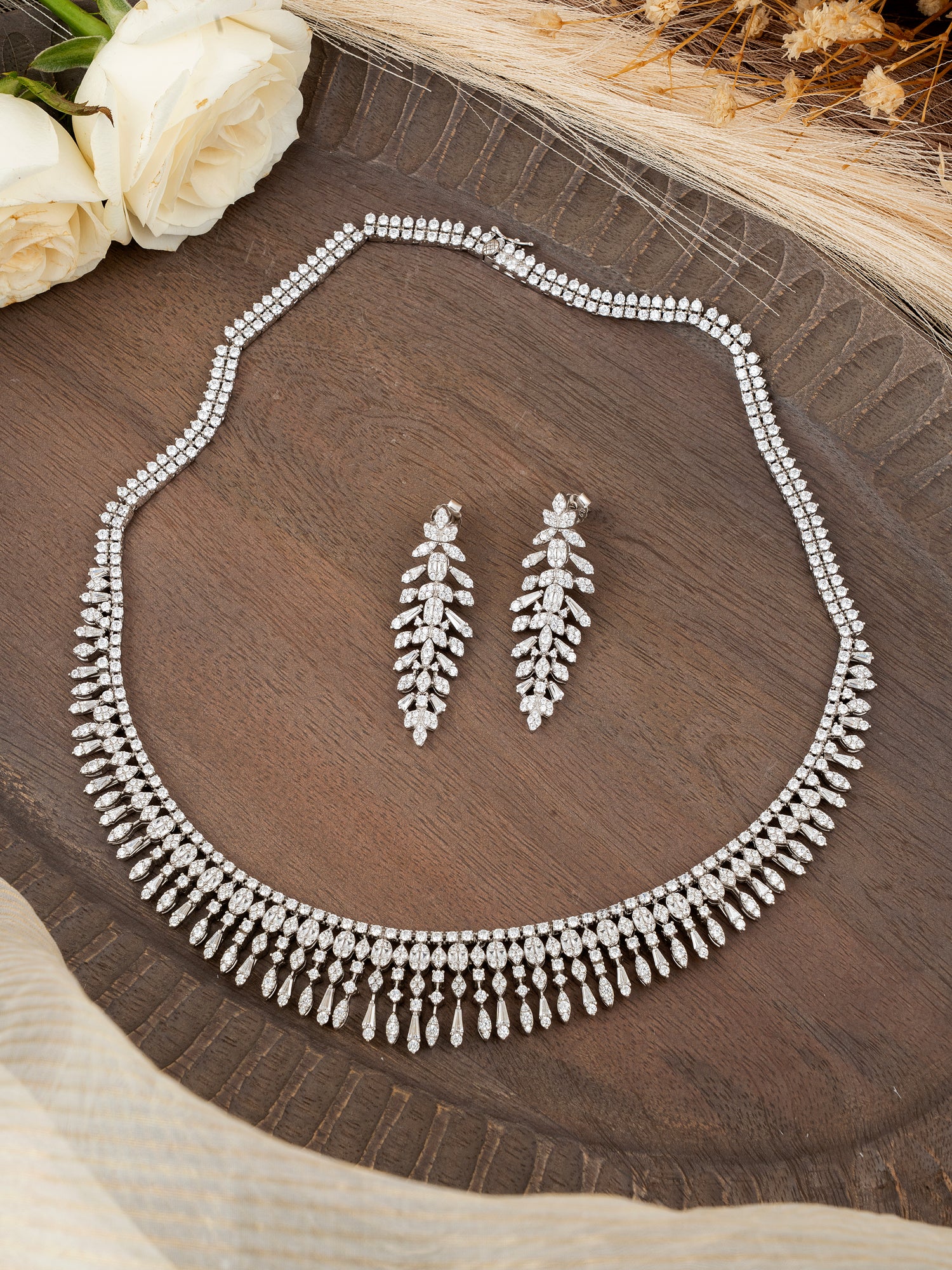 Diamond Look Necklace Set in 92.5 Silver