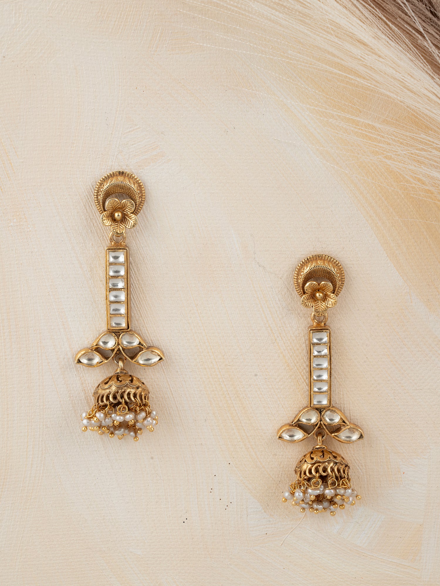 Gold Plated Jadau Earrings