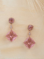 Cushion-Cut Rose Quartz Dangles