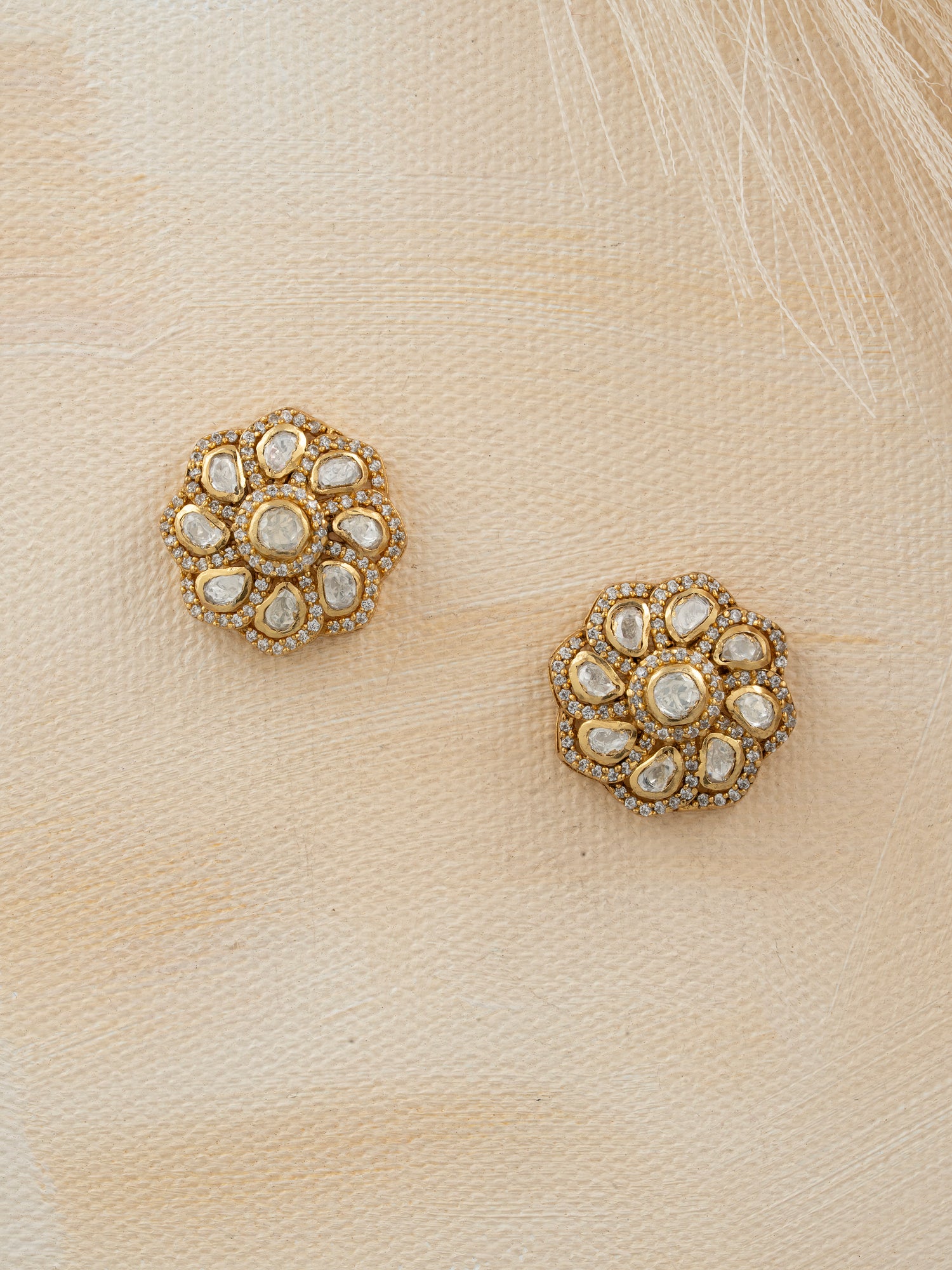 Classic Cluster Polki Flower Studs