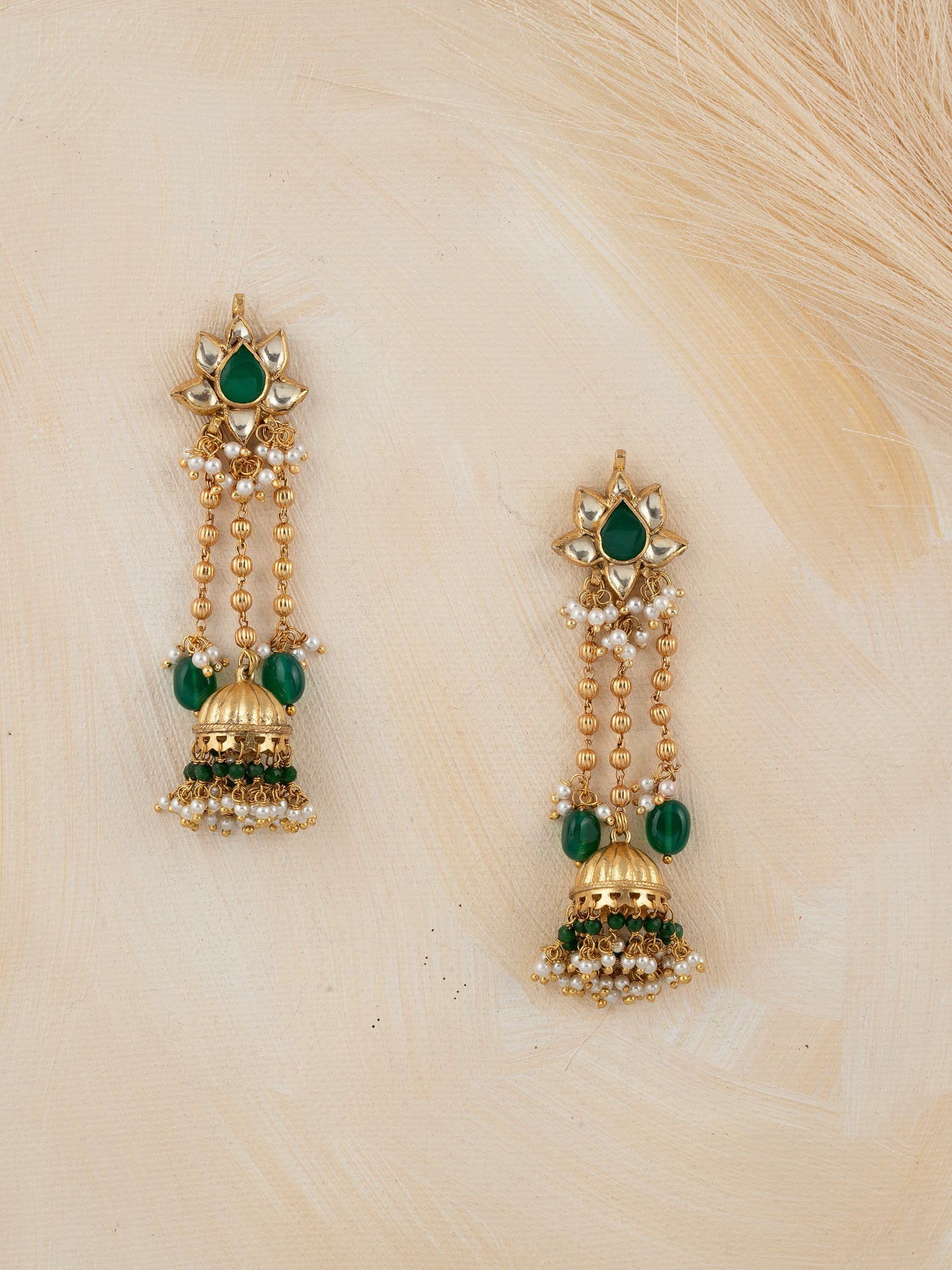 Emerald Droplet Jhumkhas