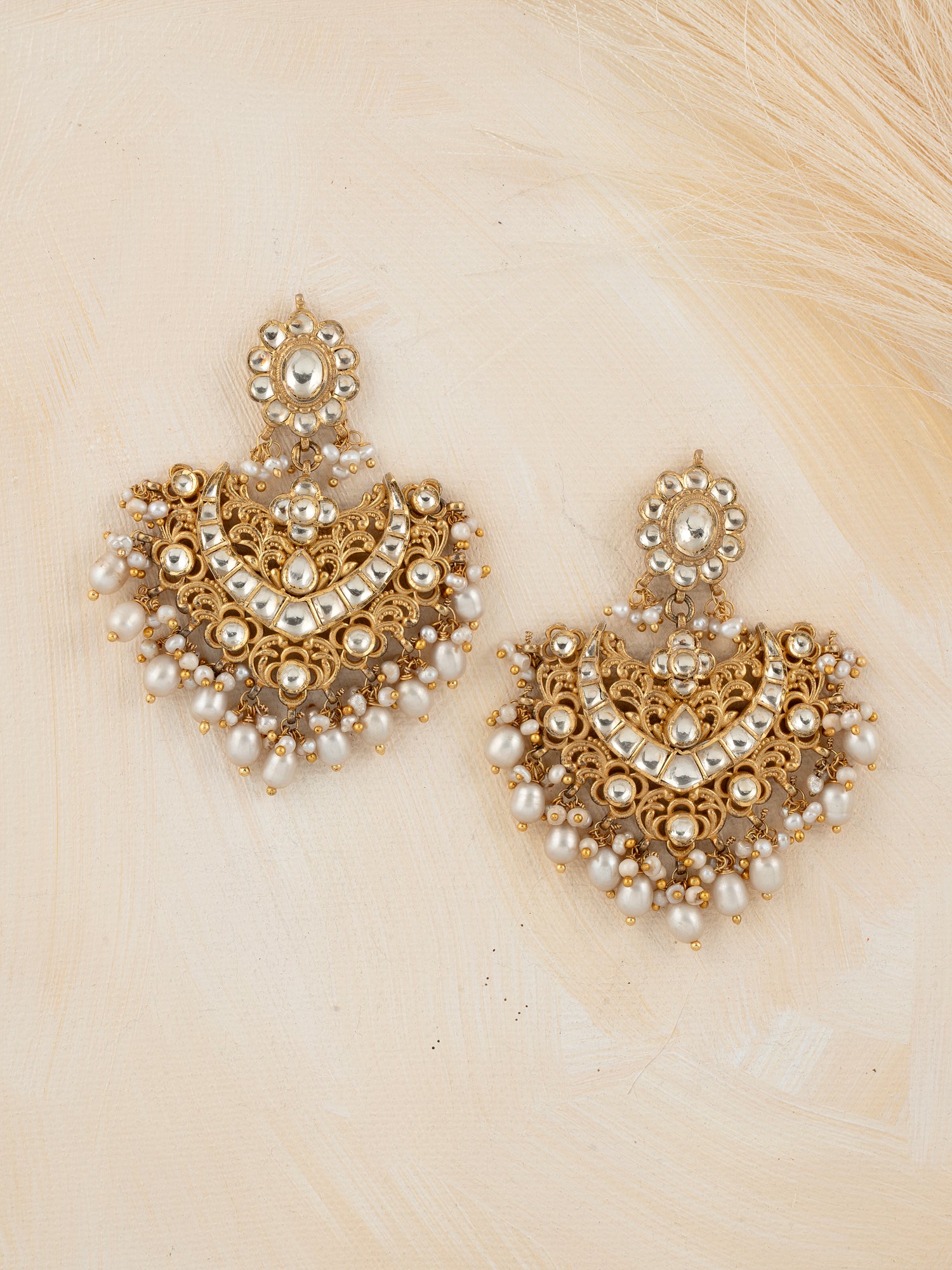 Gold Tone Kundan Danglers