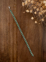 Green Colour Diamond Bracelet - Silver Plated