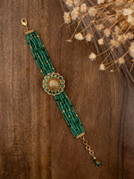 Green Tone Silver Bracelet - Gold Plated