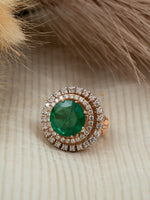 Green CZ Silver Ring - 92.5 Silver Gold Plated