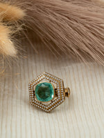 Green Diamond Silver Ring – Gold Plated Statement Jewelry