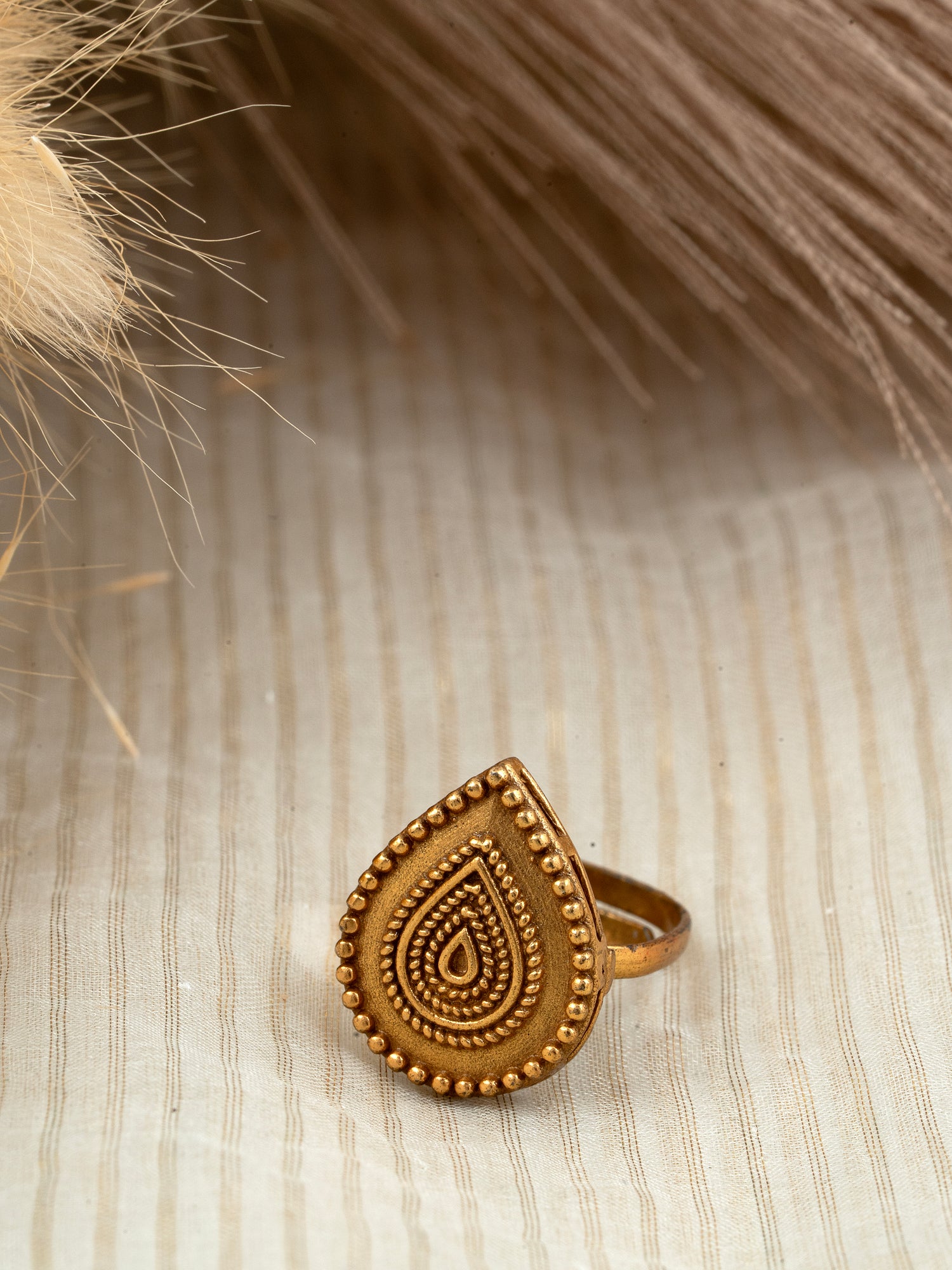 Jadau Kundan Adjustable Ring – Handcrafted in 92.5 Silver with Gold Plating