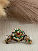 Jadau Kundan Adjustable Ring with Freshwater Pearls – 92.5 Silver Gold Plated