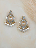 Polki Imitation Earrings with White Pearl