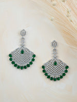Green Color Silver Plated Faux Diamond Earrings
