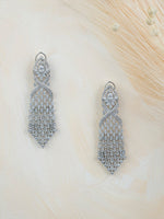 White Color Silver Plated Faux Diamond Earrings