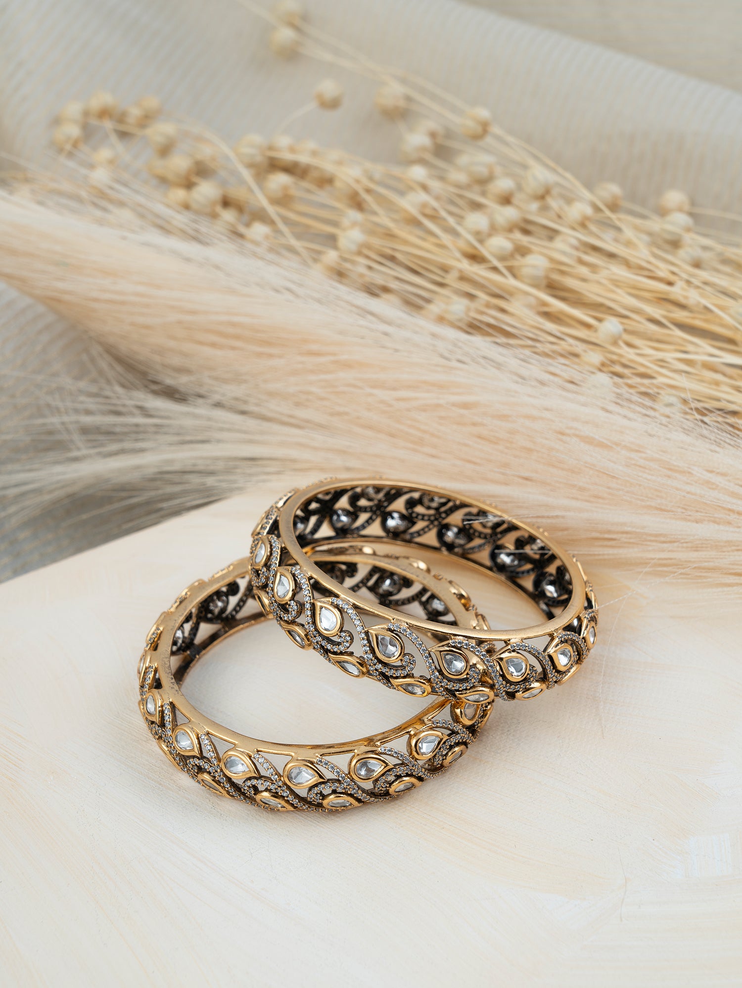 IMITATION POLKI GOLD PLATED BANGLES