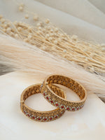 Pink Color Gold Plated Jadau Kundan Bangles
