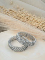 Blue Color Silver Plated Faux Diamond Bangles