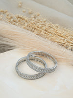 White Color Silver Plated Faux Diamond Bangles