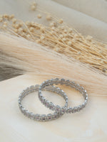 White Color Silver Plated Faux Diamond Bangles