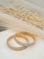 White Color Silver Plated Faux Diamond Bangles