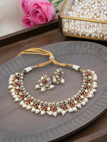White Color Faux Polki Necklace Set