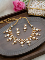 White Color Gold Plated Polki Necklace Set