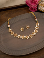 White Color Gold Plated Faux Polki Necklace Set