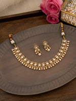 White Color Gold Plated Faux Polki Necklace Set