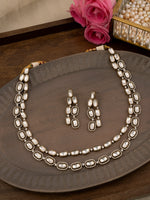 White Color Gold Plated Faux Polki Necklace Set