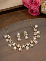 White Color Faux Polki Necklace Set