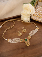 Multicolor Gold Plated Jadau Kundan Necklace Set