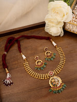 Multicolor Gold Plated Jadau Kundan Necklace Set