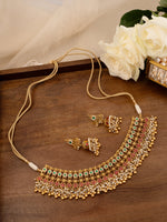 Multicolor Gold Plated Jadau Kundan Necklace Set