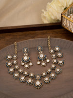 Green Color Gold Plated Moissanite Necklace Set