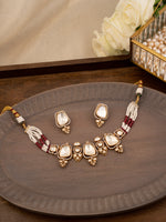 Gold Plated Faux Polki Necklace Set