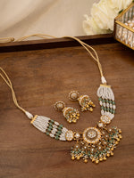 Multicolor Gold Plated Jadau Kundan Necklace Set
