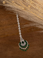 Green Color Gold Plated Faux Polki Maangteeka