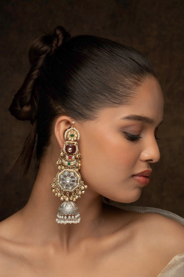 Plain Silver Chandbali Earrings