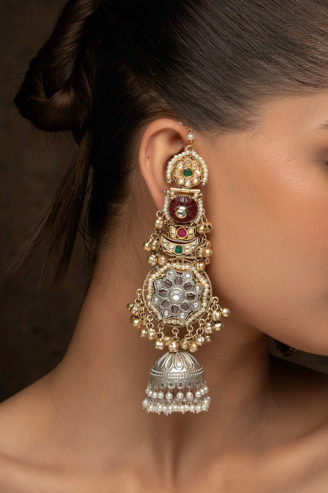 Plain Silver Chandbali Earrings