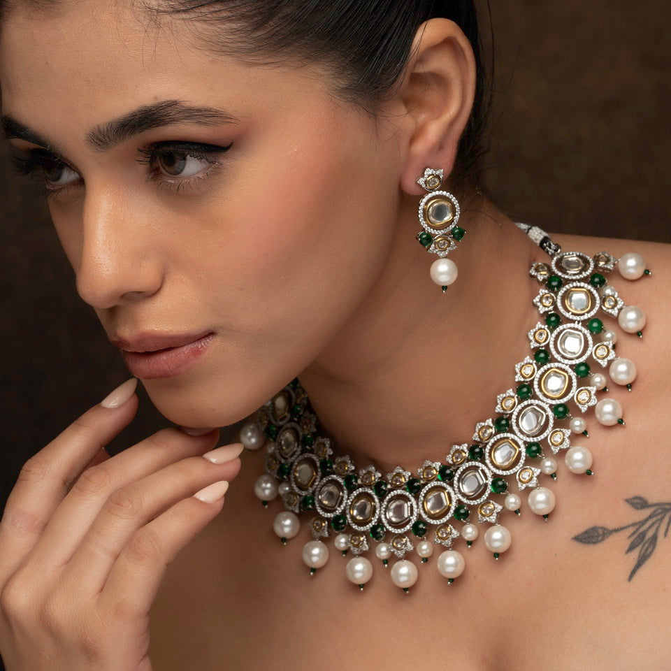 Green Diamond Necklace Set
