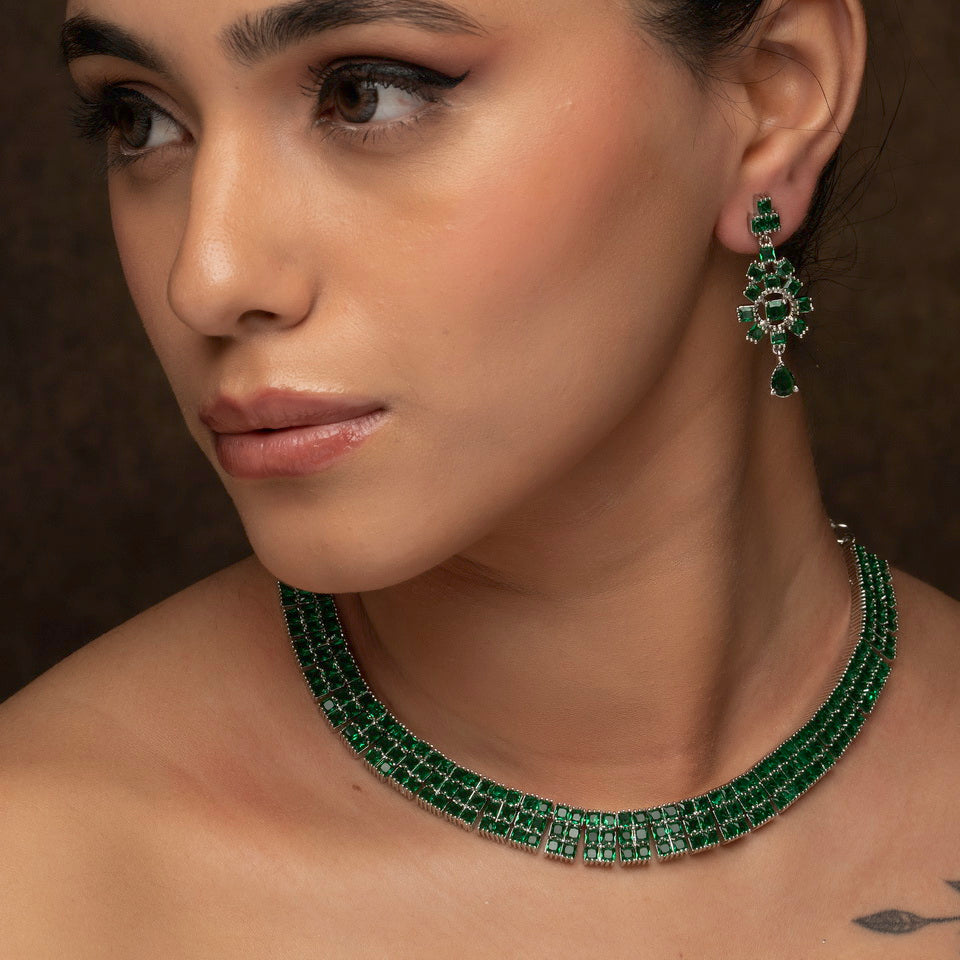 Green Diamond Necklace Set