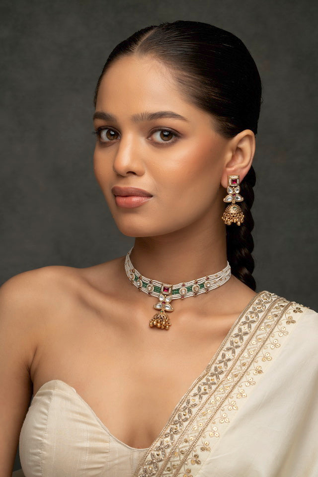 Jadau Kundan Necklace & Earrings Set