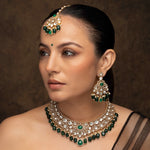 Gold Plated Jadau Kundan Bridal Necklace Set
