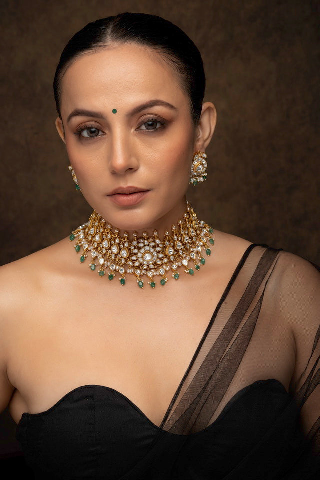 Jadau Kundan Necklace & Earrings Set