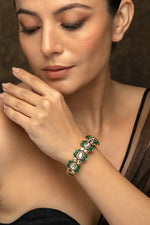 Green Color Gold Plated Faux Polki Bangle